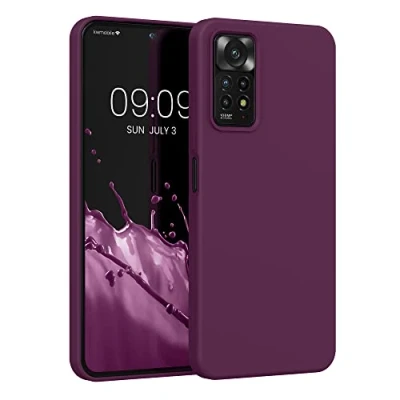 Abbildung von kwmobile Hülle kompatibel mit Xiaomi Redmi Note 11 Pro / (5G) 12 (4G) Silikon Handy Case Handyhülle weiche Oberfläche kabelloses Laden Bordeaux Violett