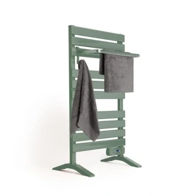 Abbildung von CREATE / WARM Towel 500W Elektrischer Badheizkörper Salbeigrün mit Standfüßen und Regal 103x55x5cm Thermostat, geringer Verbrauch