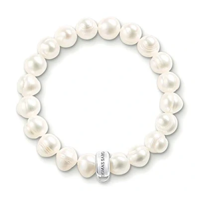Abbildung von Thomas Sabo Damen Charm Armband Club 925 Sterling Silber Nylon Süßwasserzuchtperle weiß Länge 15.5 cm X0041 082 14 L
