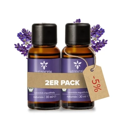 Abbildung von Heldengrün® Bio Lavendelöl [100% NATURREIN] Der Echte Lavendel Lavandula Angustifolia Ätherisches Öl Duftöl für Aromatherapie 2 x 30 ml