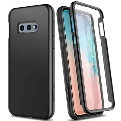 Abbildung von SURITCH Kompatibel mit Samsung Galaxy S10e Hülle 360 Grad Hüllen Integriertem Displayschutz Silikon Komplettschutz Handyhülle Schutzhülle für Schwarz