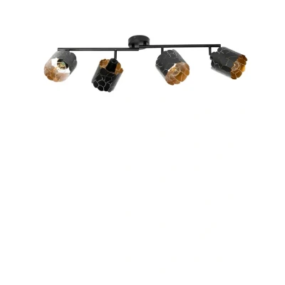 Abbildung von Lindby Deckenleuchte Aralena, schwarz/gold, 4 flg.,Länge97cm