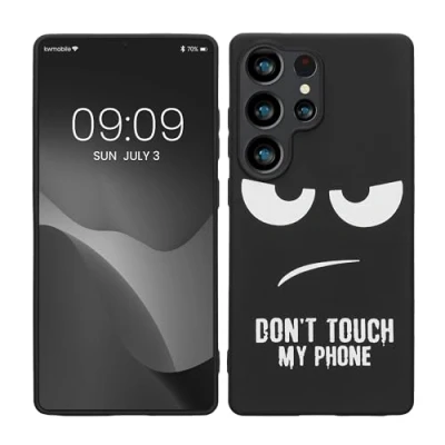 Abbildung von kwmobile Hülle kompatibel mit Samsung Galaxy S25 Ultra Handyhülle Silikon Case Don&#039;t Touch My Phone Weiß Schwarz