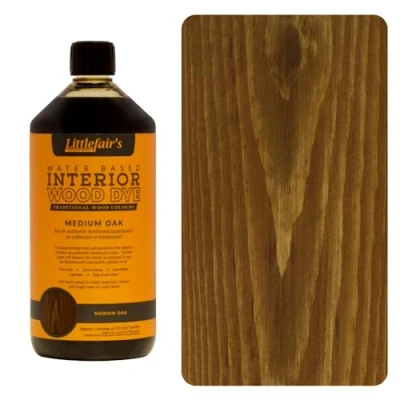 Abbildung von Littlefair&#039;s Holzlasur 1ltr Innen Holz Lasur Für Natürliche Holzmaserung Wasserbasierte Wood Stain Schnell Trocknend &amp; Umweltfreundlich Farbe: Mittlere Eiche