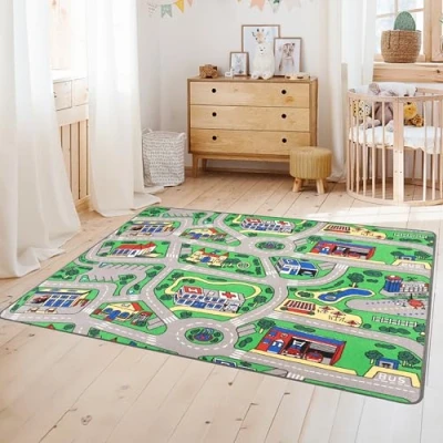 Abbildung von Primaflor Ideen in Textil Kinderteppich &quot;CITY&quot;, rechteckig, Straßen Spiel Teppich, Straßenbreite ca. 9 cm, Kinderzimmer