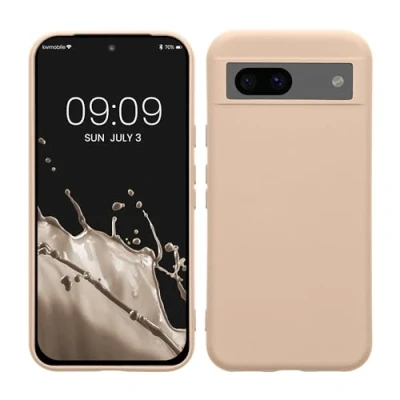 Abbildung von kwmobile Hülle kompatibel mit Google Pixel 8a gummierte TPU Silikon Handyhülle Schutzhülle für kabelloses Laden Case in Coconut Swirl