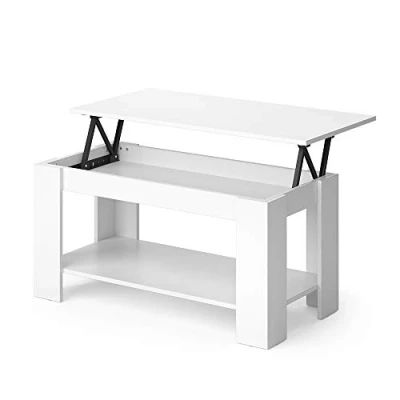 Abbildung von Vicco Couchtisch Lorenz, Weiß, 100 x 50 cm mit Liftfunktion, Kippbar