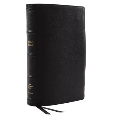 Abbildung von NKJV, Reference Bible, Classic Verse by Verse, Center Column, Premium Goatskin Leather, Black, Premier Collection, Red Letter, Comfort Print: Holy New King James Version