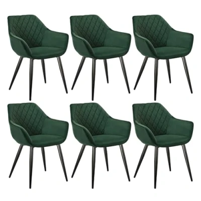 Abbildung von WOLTU Esszimmerstühle 6er Set Küchenstühle Wohnzimmerstühle Polsterstühle Sessel, Armlehnstühle mit Rückenlehne, für Esszimmer, Küche, Wohnzimmer, Samt, Metallbeine, Grün, BH153gn 6