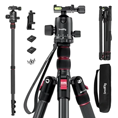 Abbildung von SmallRig CT 20 Kamerastativ, 199,9 cm, faltbares Aluminium Stativ und Einbeinstativ, 360 Kugelkopf, abnehmbare Schnellwechselplatte, Nutzlast 15 kg, verstellbare Höhe von 47 cm bis für