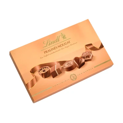 Abbildung von Lindt Schokolade Pralinen Für Kenner Nougat 125 g Pralinés Schachtel mit 12 feinen, zartschmelzenden Nuss Kreationen in 6 Sorten Pralinengeschenk Schokoladengeschenk