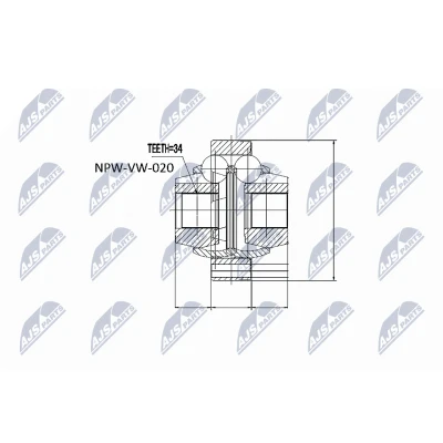 Abbildung von NTY NPW VW 020 Gelenksatz getriebeseitig VOLKSWAGEN: Sharan I, FORD: Galaxy Mk1 MPV, Mk2 SEAT: Alhambra I