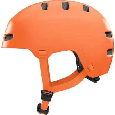 Abbildung von ABUS Fahrradhelm XOXO Cityhelm im Skater Look Helm für Skateboard, Fahrrad, Scooter mit optimiertem Kinnpolster Jugendliche und Erwachsene Größe M, Mono orange