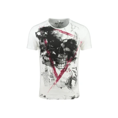 Abbildung von Key Largo T Shirt Hype Skull Print vintage Look MT00340 Rundhals Auschnitt bedruckt kurzarm slim fit