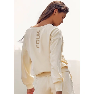 Abbildung von FCUK Sweatshirt, Sweatshirt mit V Ausschnitt und großen Rückenprint, Loungeanzug