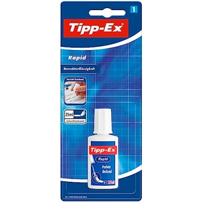 Abbildung von Tipp Ex Rapid Korrekturfluid Blister à 1x25ml mit Auftragsschwämmchen für präzise Korrekturen, schnelltrocknende Korrektur Flüssigkeit