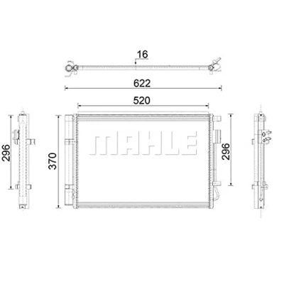 Abbildung von MAHLE ORIGINAL AC 918 000P Klimakondensator mit Trockner 520 R 134a HYUNDAI: i20 II Schrägheck, Coupe