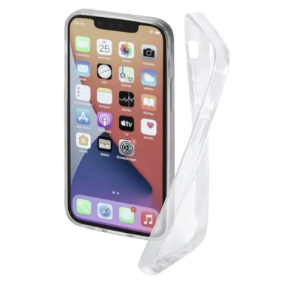 Abbildung von Hama Handyhülle für Apple iPhone 13 „Crystal Clear“ (durchsichtige Hülle aus TPU, flexible Schutzhülle, Handyschutz mit Anti Rutsch Oberfläche) transparent