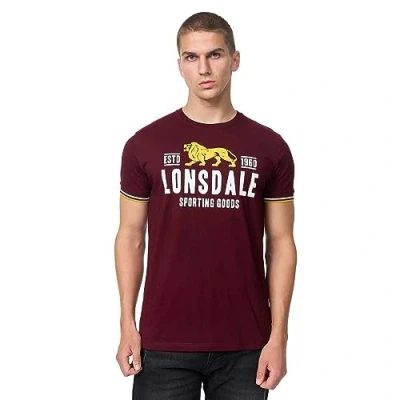 Abbildung von Lonsdale Normale Passform Blagh Tshirt print, Herren, Größe: XL, Oxblood yellow white