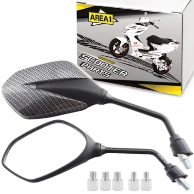 Abbildung von Area1 Motorradspiegel Motorroller Rückspiegel Set im Carbon Look (inkl. 5 Adapter)