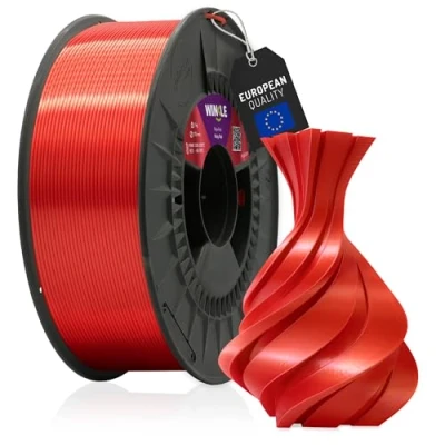 Abbildung von WINKLE PLA Silk Filament (Seide) Rubinrot, 3D Drucker Filament, 1,75 mm, 1 kg, rotes PLA, weiche und seidige Oberfläche, Maßgenauigkeit, Spule mit kg