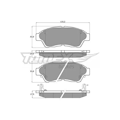 Abbildung von TOMEX brakes TX 10 96 Bremsbelagsatz Vorderachse mit akustischer Verschleißwarnung TOYOTA: Celica VI Coupe, Corolla VIII Liftback
