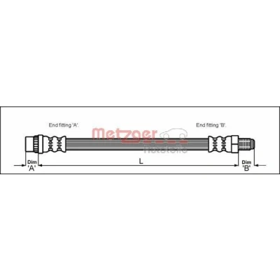 Abbildung von METZGER 4114643 Bremsschläuche 330 M10 x 1 PEUGEOT: 106 I Schrägheck, II CITROËN: Saxo Schrägheck