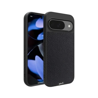 Abbildung von Mous Hülle für Google Pixel 9 MagSafe Kompatibel Case Limitless 5.0 Schwarzes Leder Handyhülle Schutzhuelle