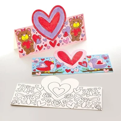 Abbildung von Baker Ross FX954 Herz Ausmal Karten Packung mit 10, Valentinstags Bastelsets für Kinder