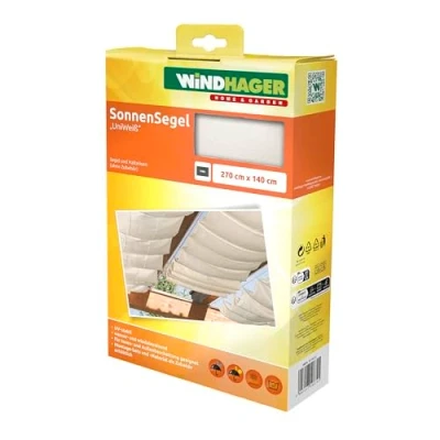 Abbildung von Windhager Sonnensegel, für Seilspannmarkise, inklusive Laufhaken, 2,7x1,4 m