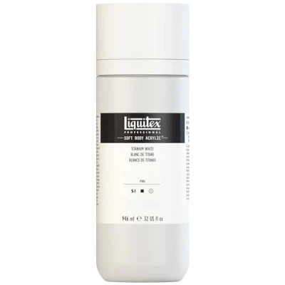 Abbildung von Liquitex 1946432 Professional Acrylfarbe Soft Body Künstlerfarbe in cremiger deckender Konsistenz, hohe Pigmentierung, lichtecht &amp; alterungsbeständig, 946ml Flasche Titanweiß