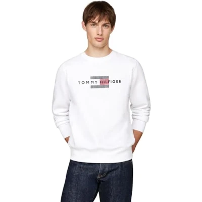 Abbildung von Tommy Hilfiger FLAG Embro Sweatshirt, Herren, Größe: Large, White