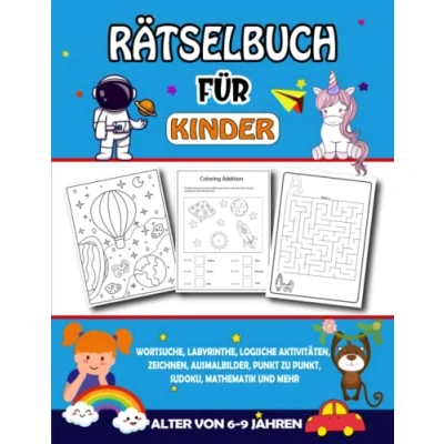 Abbildung von Rätselbuch für Kinder Alter von 6 9 Jahren: Wortsuche, Labyrinthe, logische Aktivitäten, Zeichnen, Ausmalbilder, Punkt zu Punkt, Sudoku, Mathematik und mehr