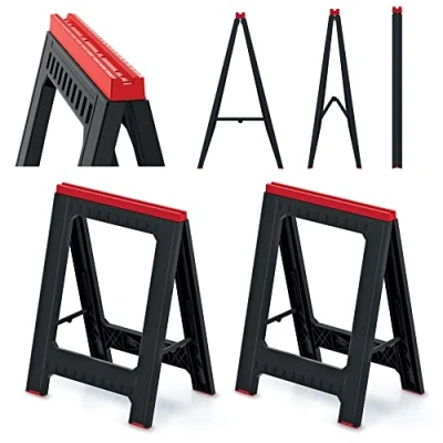 Abbildung von Kistenberg 2x Arbeitsbock Klappbock SET Unterstellbock 350kg Gerüstbock Höhe Stützbock Sägebock schwarz, KTIS8060, 760 x 580 mm (HxB)