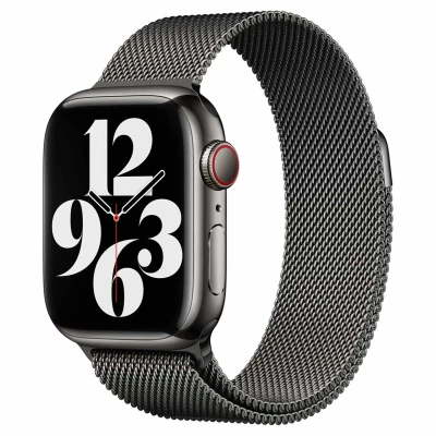 Abbildung von Apple Watch Armband Original Stahl Dunkelgrau Geeignet für Series 1 9 / SE