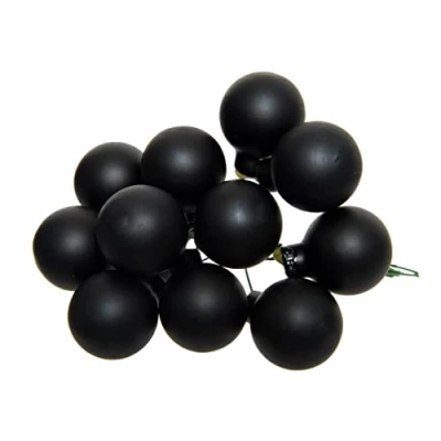 Abbildung von Kaemingk Weihnachtskugeln am Draht Glas 2cm x 12 Stück Spiegelbeeren zum Basteln Matt Schwarz