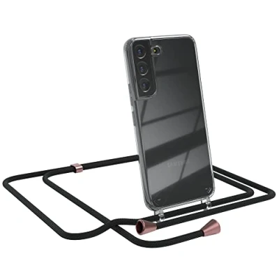 Abbildung von EAZY CASE Handykette kompatibel mit Samsung Galaxy S22 5G Handyhülle Umhängeband, Handykordel Schutzhülle, Silikonhülle, Hülle, Stylische Kette für Smartphone, Clips in Rose