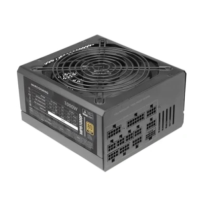 Abbildung von MARSGAMING MPB1000P, Modulares ATX 3.0 Netzteil 1000W, 10 Jahre Garantie, 80Plus Gold, 140mm AI RPM Lüfter, Japanische Kondensatoren, PCIe 5.0 und APFC Unterstützung, DC + SMD Technologie, Schwarz