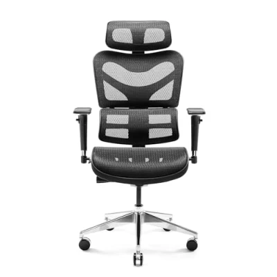 Abbildung von Diablo V Commander Ergonomischer Bürostuhl Schreibtischstuhl Chefsessel 3D Armlehnen Lendenwirbelstütze Verstellbare Kopfstütze &amp; Sitzfläche Netzstoff Belastbarkeit Bis 200 KG (schwarz)