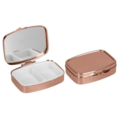 Abbildung von kwmobile Aufbewahrungsdose 2x Edelstahl Tablettenbox mit 2 Fächern 5,5 x 4 1,5cm (1 St), Pillendose klein Tablettendose Tragbare Pillenbox Medikamentenbox Dose