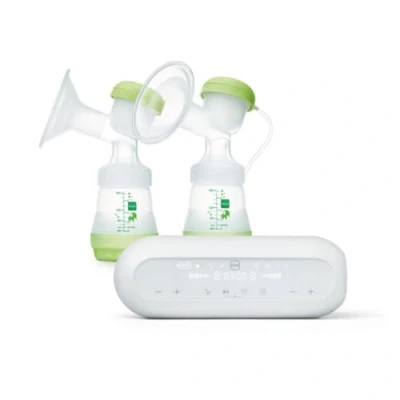 Abbildung von MAM 2 in 1 Doppel Milchpumpe elektrisch und manuell, enthält weiche Silikonbecher, Fläschchen Easy Start Anti Colic 160 ml mit Sauger Größe 1, Behälter für Milch Lebensmittel, Farbe Unisex
