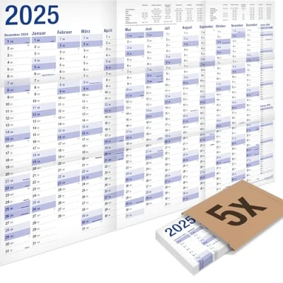 Abbildung von 5er Pack: Yohmoe® XXL Kalender 2025 groß im Format 98x68 cm Unser großer in Premium Qualität