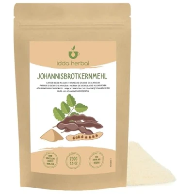 Abbildung von Johannisbrotkernmehl E410 250g, Carobpulver als Stärke geeignet, für Eis, Johannisbrotkern Pulver E410, Mehl, Viskosität 3000 cps.