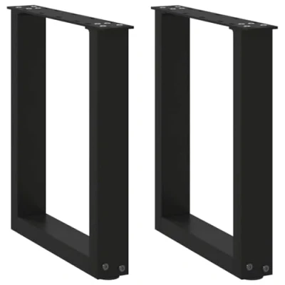 Abbildung von vidaXL Tischbein Couchtischbeine U Form 2 Stk. Schwarz 38x(42 43) cm Stahl