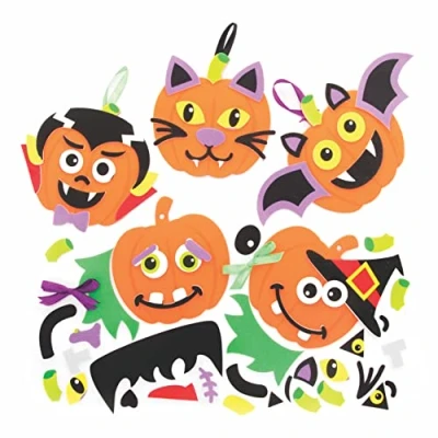 Abbildung von Baker Ross FE768 Kürbis Dekorations Bastelset 8er Pack, Gestalte deinen eigenen Kürbis, Kinder Kunstset zum Basteln an Halloween,