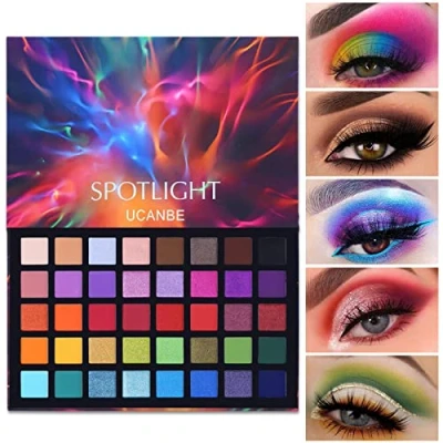 Abbildung von UCANBE Spotlight Lidschatten Palette mit 40 Farben Eyeshadow Matt und Schimmernde Make Up Hohe Farbwiedergabe Für Urlaubs Alltags