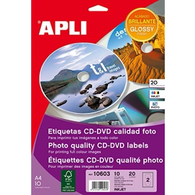 Abbildung von APLI LABEL MEGA CD DVD117MM BLISTER 10H INKJET PER