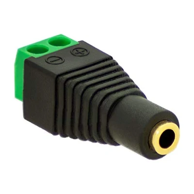 Abbildung von 1x Klinken Buchse 3,5mm Adapter &gt; Terminal Block 2 Pin Schraub Klemmen Vergoldet