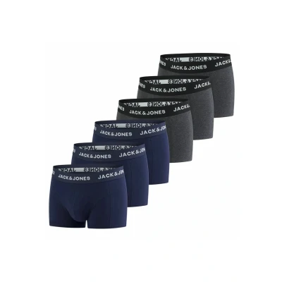 Abbildung von JACK &amp; JONES Herren Boxershorts 6er Pack Basic Trunks Boxer Stretch Unterhosen Unterwäsche Retroshorts Set Baumwolle Schwarz Rot Grün Blau Grau M, Größe:M, Farbe:Pack 5
