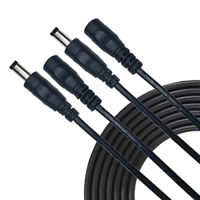 Abbildung von Liwinting 2pcs 1m/3.28Feet DC Verlängerungskabel 5.5 mm x 2.5 Anschlusskabel DC/Gleichstrom Verbinderkabel Verteiler Männlich zu Weiblich Verbinder für Netzteil, CCTV Kamera Schwarz